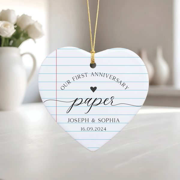First Anniversary Ornament, 1st Anniversary Gift, Paper Wedding Anniversary Ornament