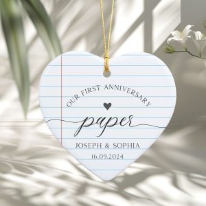 First Anniversary Ornament, 1st Anniversary Gift, Paper Wedding Anniversary Ornament