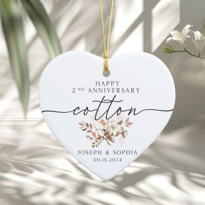 2nd Wedding Anniversary Gift, Second Wedding Anniversary Ornament, Personalized Cotton Anniversary Gift