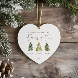 Family of Three Christmas Ornament, First Christmas Family Gift