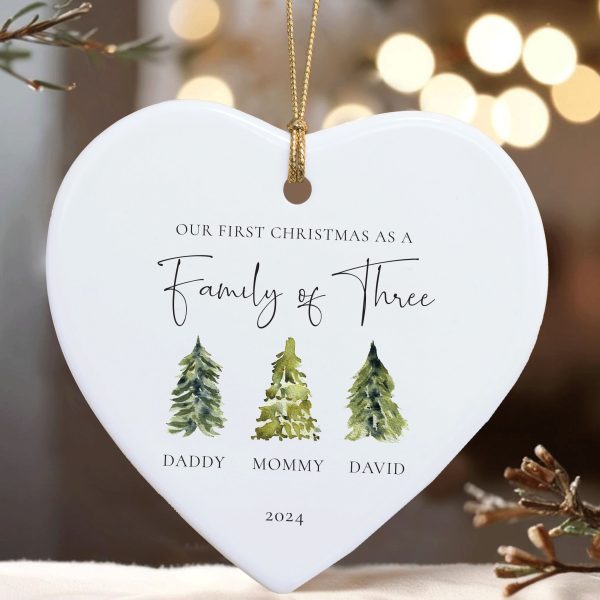 Family of Three Christmas Ornament, First Christmas Family Gift