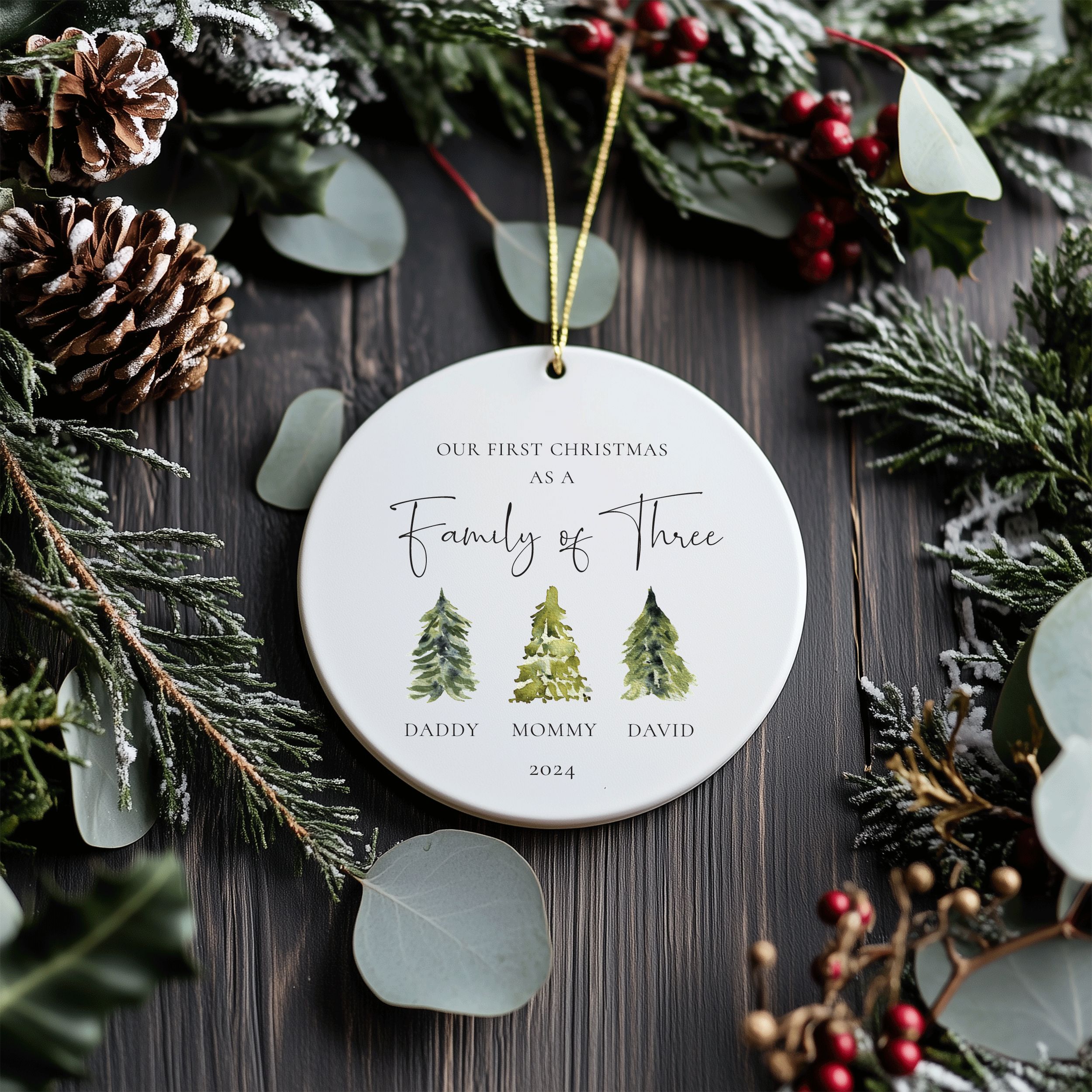MNX63F---Family-of-Three-Forest-Trees_0004_Group-5 Family of Three Christmas Ornament, First Christmas Family Gift