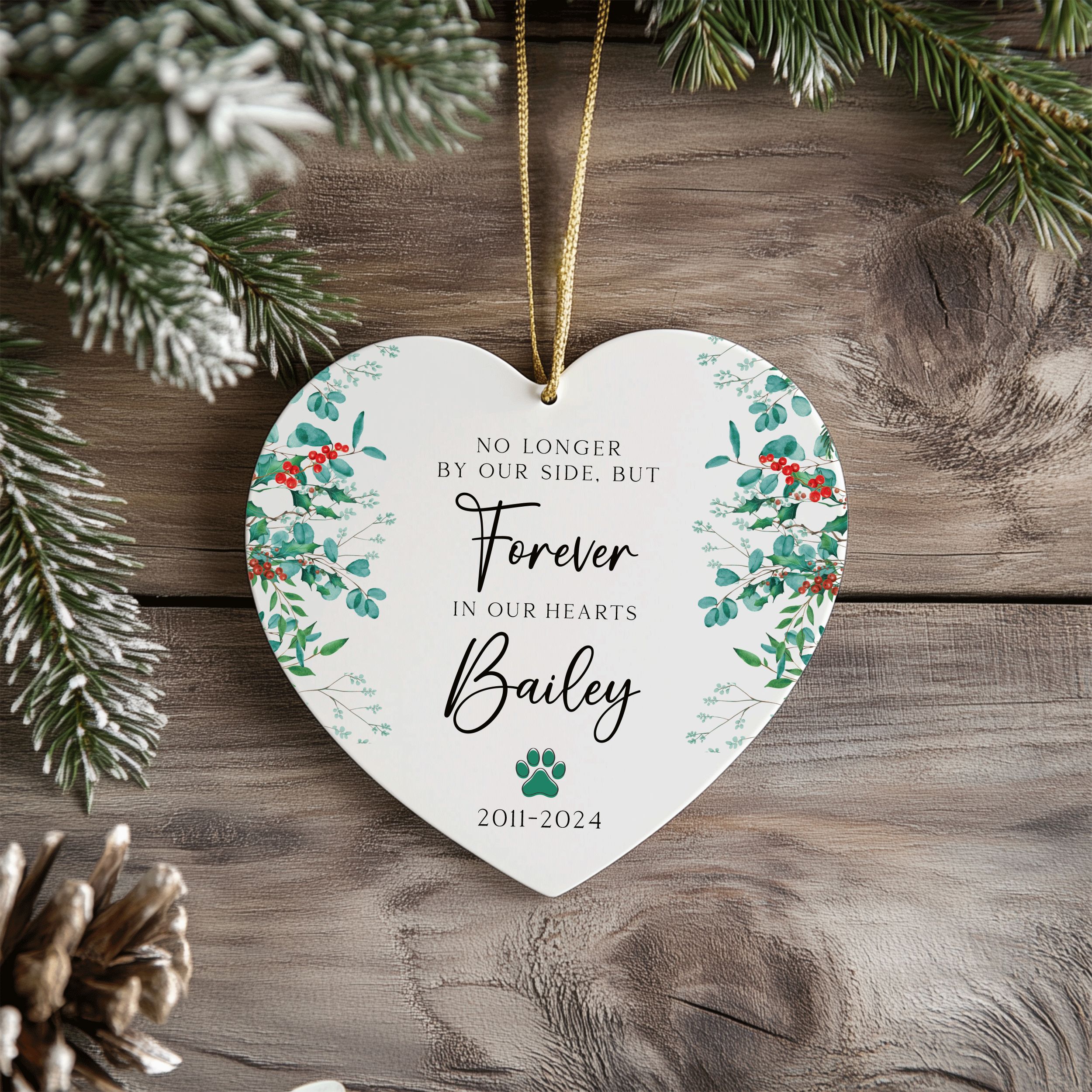 MNX64F---In-Loving-Memory-of-Dog-Name_0001_Group-2 Pet Memorial Christmas Ornament, Forever in Our Hearts Gift