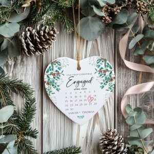 Engaged Christmas Ornament, First Christmas Engaged Gift