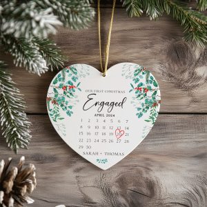 Engaged Christmas Ornament, First Christmas Engaged Gift