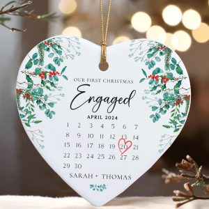 Engaged Christmas Ornament, First Christmas Engaged Gift