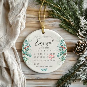 Engaged Christmas Ornament, First Christmas Engaged Gift