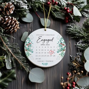 Engaged Christmas Ornament, First Christmas Engaged Gift