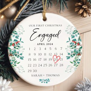 Engaged Christmas Ornament, First Christmas Engaged Gift