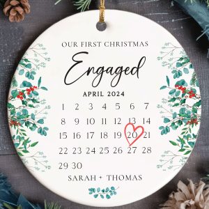 Engaged Christmas Ornament, First Christmas Engaged Gift