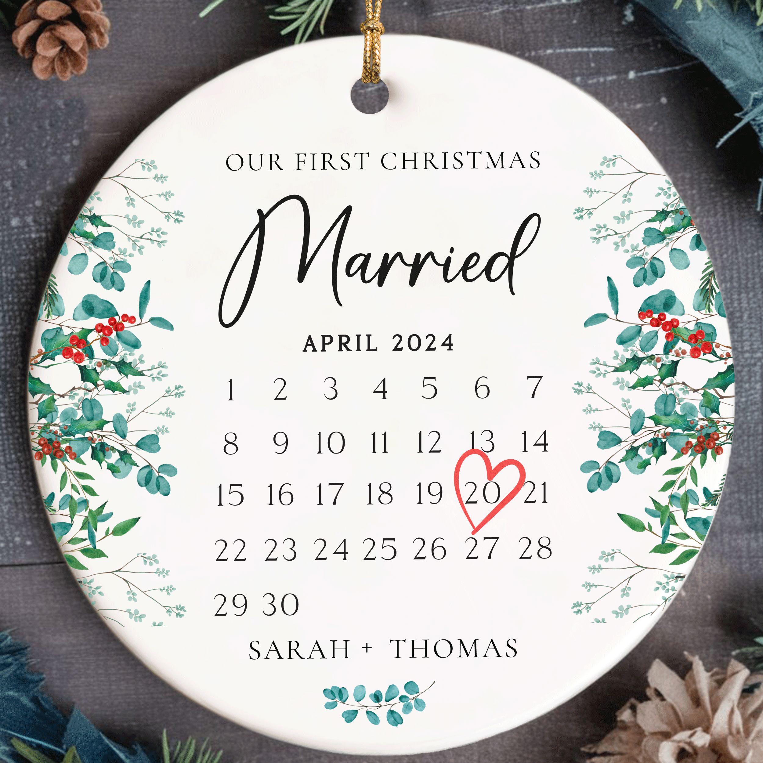 MNX66F---Ornament---Our-First-Christmas-Married_0006_Group-7 First Christmas Married Gift, Married Christmas Ornament