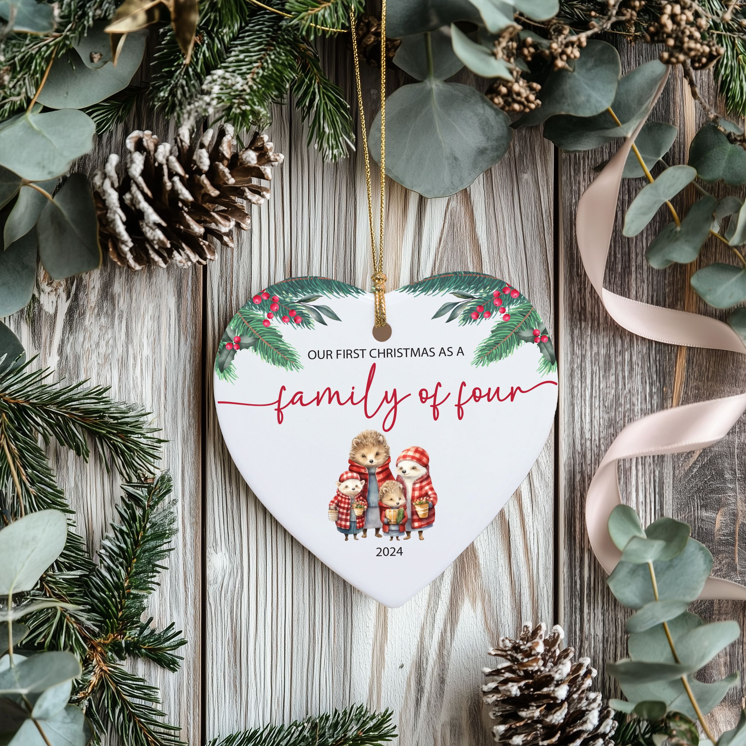MNX67F---Our-First-Christmas-Family-of-Four_0000_Group-1 Family of Four Christmas Ornament, Family Christmas Gift