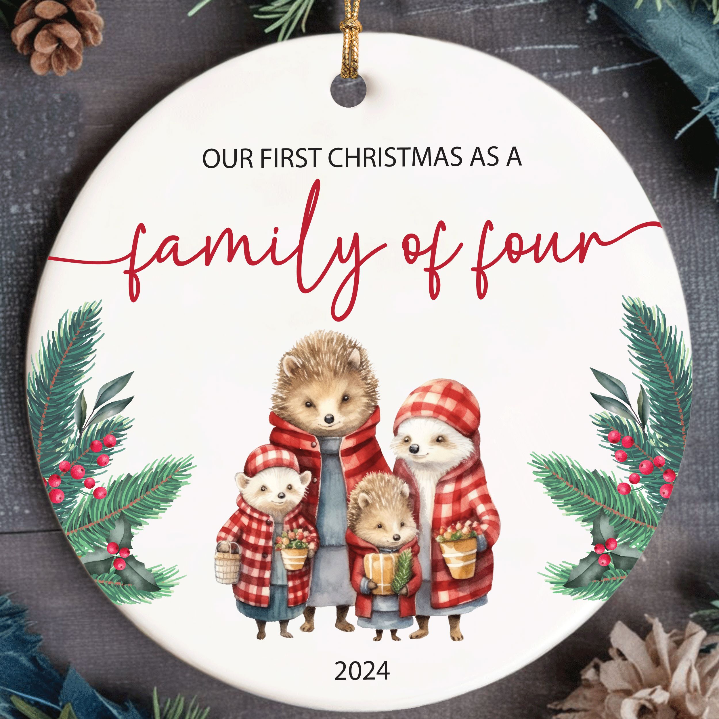 MNX67F---Our-First-Christmas-Family-of-Four_0006_Group-7 Family of Four Christmas Ornament, Family Christmas Gift