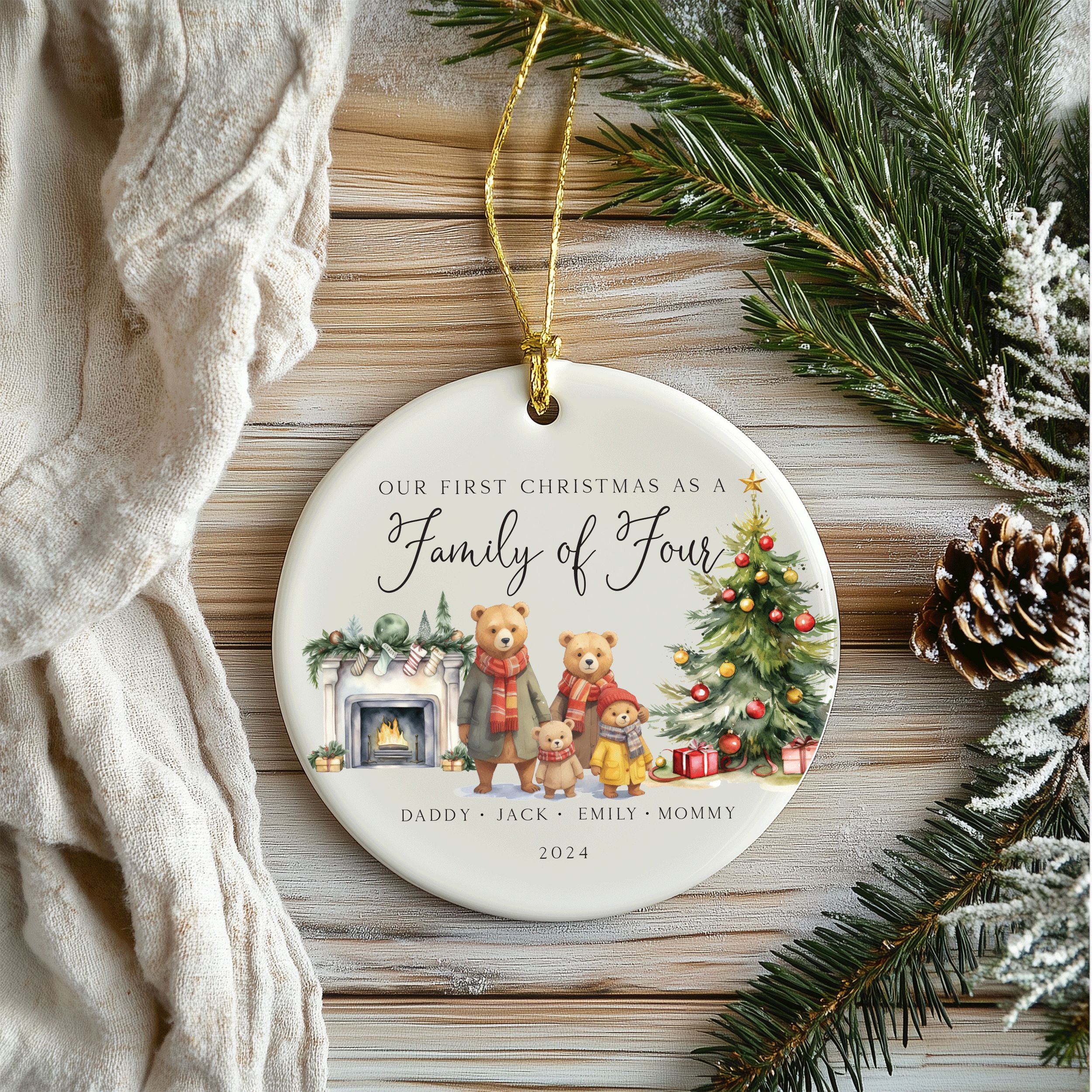 MNX68F---Our-First-Christmas-Family-of-Four-2_0003_Group-4 Family of 4 Christmas Ornament, Family Christmas Ornament