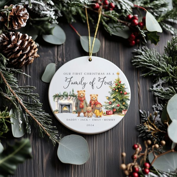 Family of 4 Christmas Ornament, Family Christmas Ornament