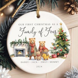 Family of 4 Christmas Ornament, Family Christmas Ornament