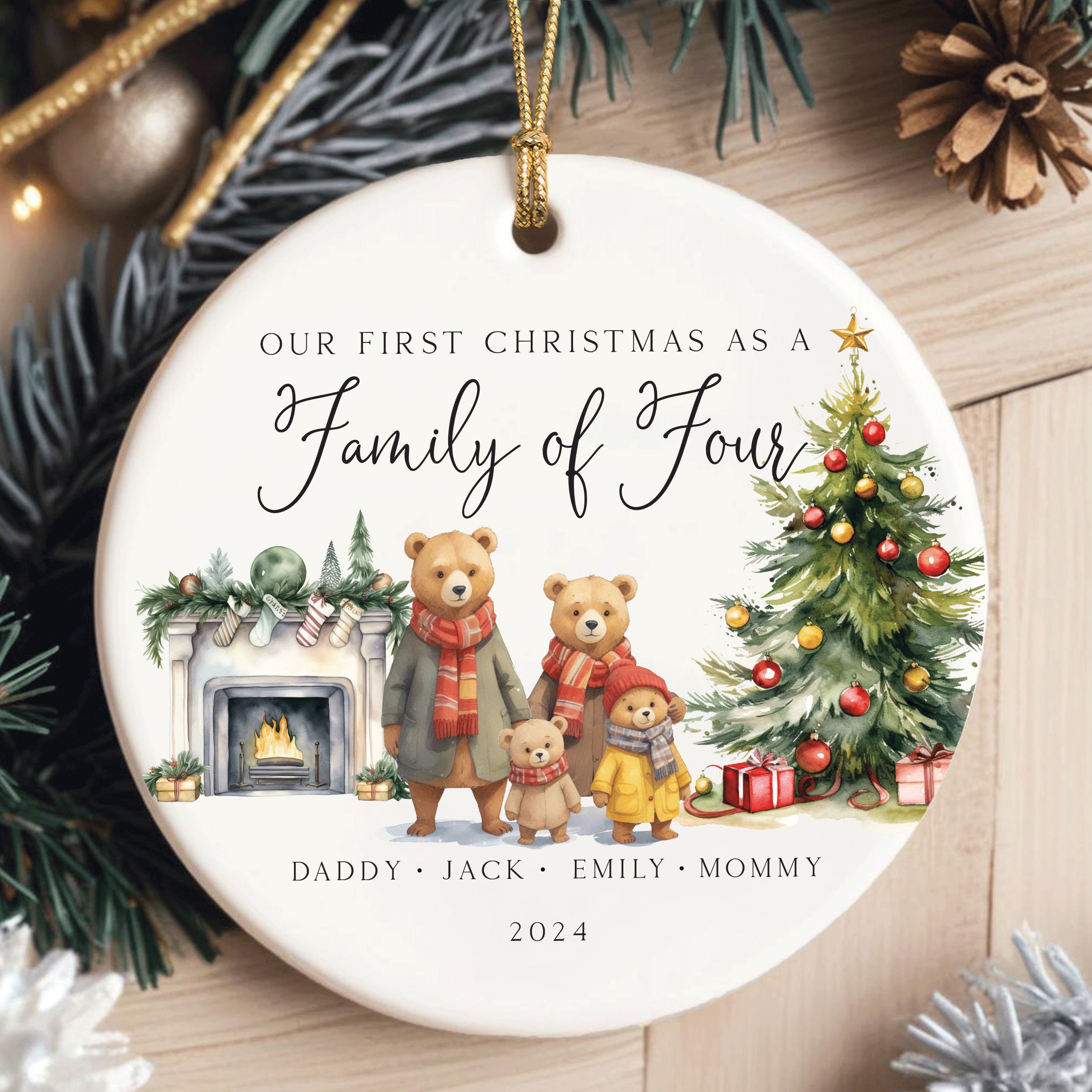 MNX68F---Our-First-Christmas-Family-of-Four-2_0005_Group-6 Family of 4 Christmas Ornament, Family Christmas Ornament