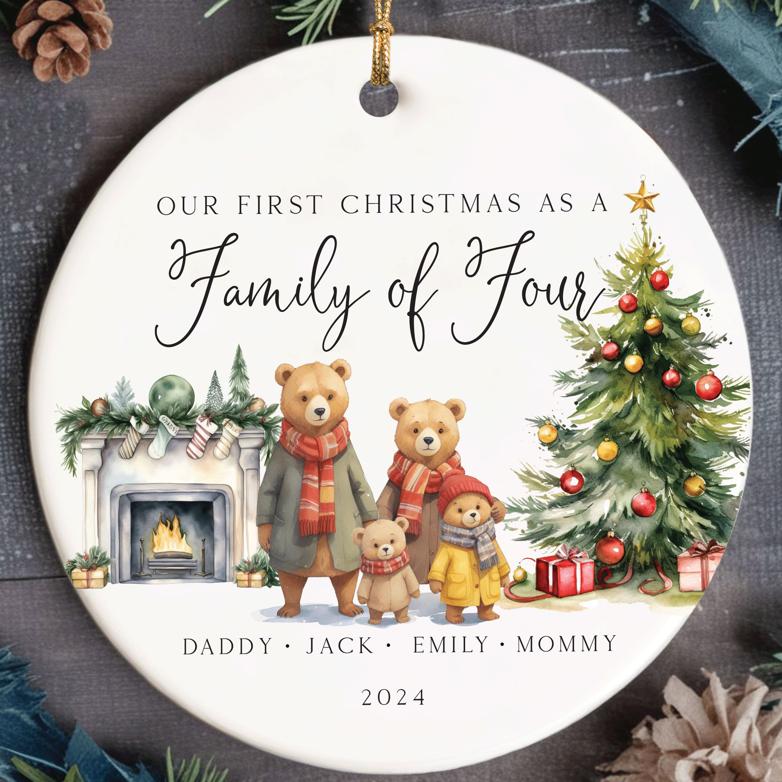 MNX68F---Our-First-Christmas-Family-of-Four-2_0006_Group-7 Family of 4 Christmas Ornament, Family Christmas Ornament