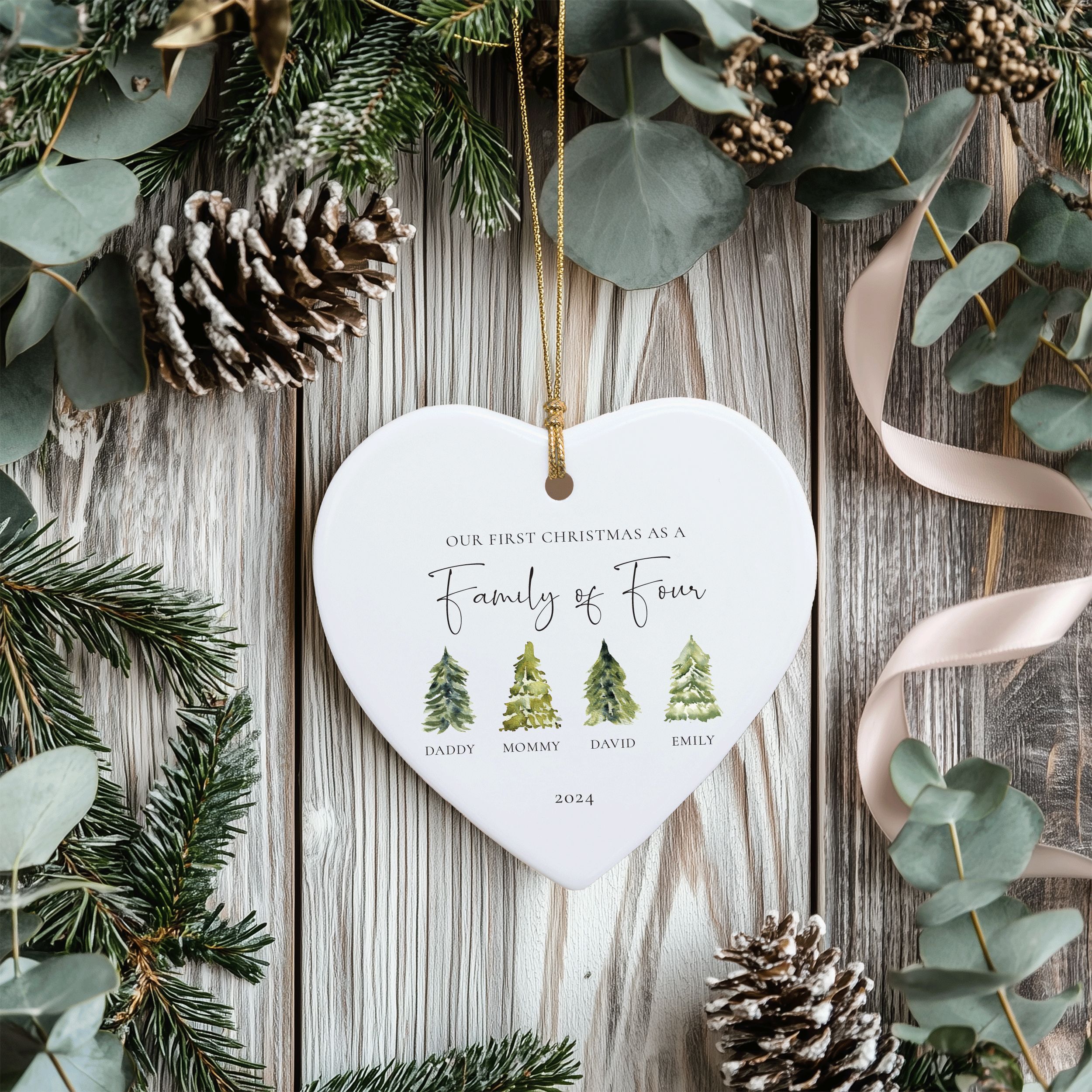 MNX70F---Family-of-Four-Forest-Trees_0000_Group-1 Family of Four Christmas Gift, Family Christmas Ornament