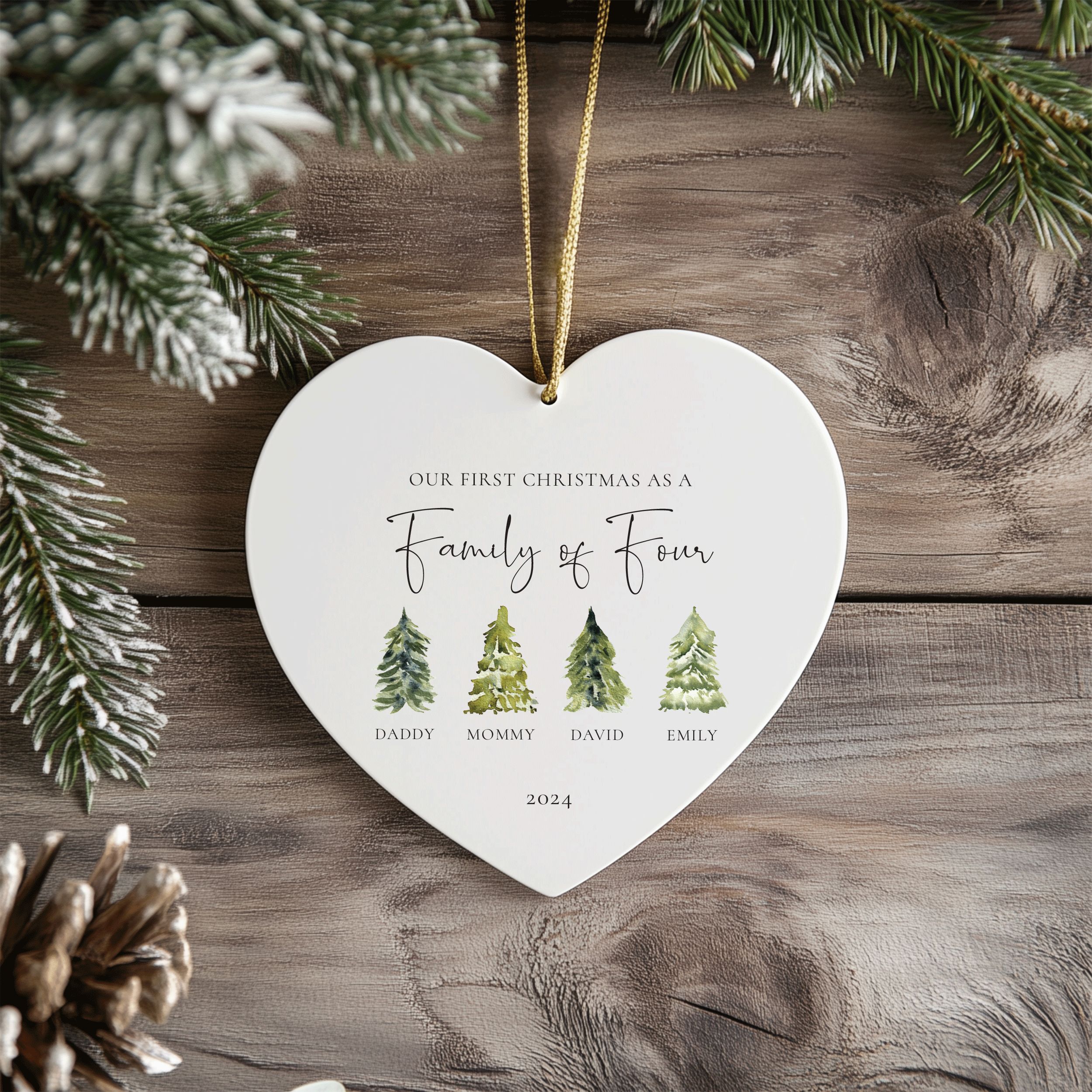 MNX70F---Family-of-Four-Forest-Trees_0001_Group-2 Family of Four Christmas Gift, Family Christmas Ornament