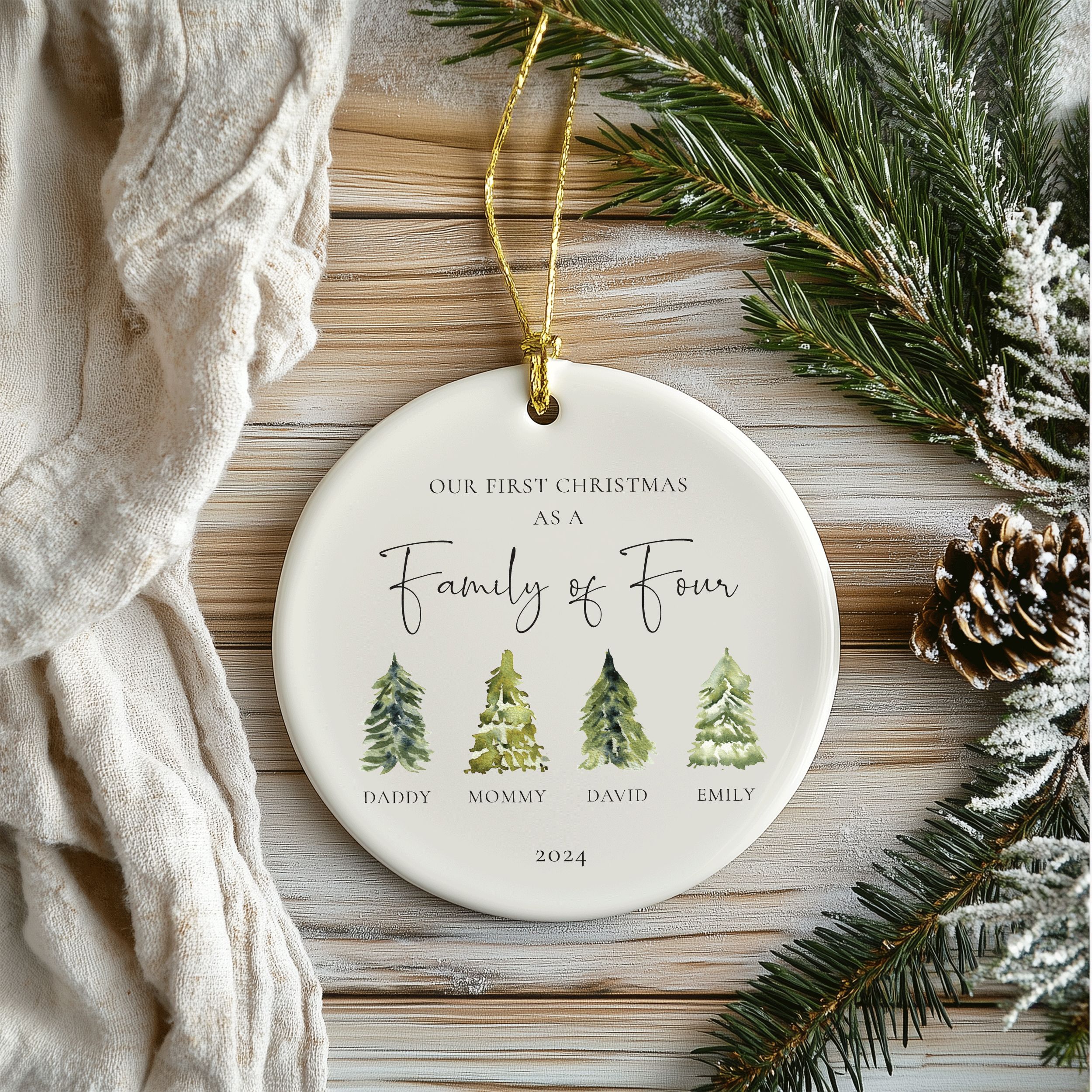 MNX70F---Family-of-Four-Forest-Trees_0003_Group-4 Family of Four Christmas Gift, Family Christmas Ornament