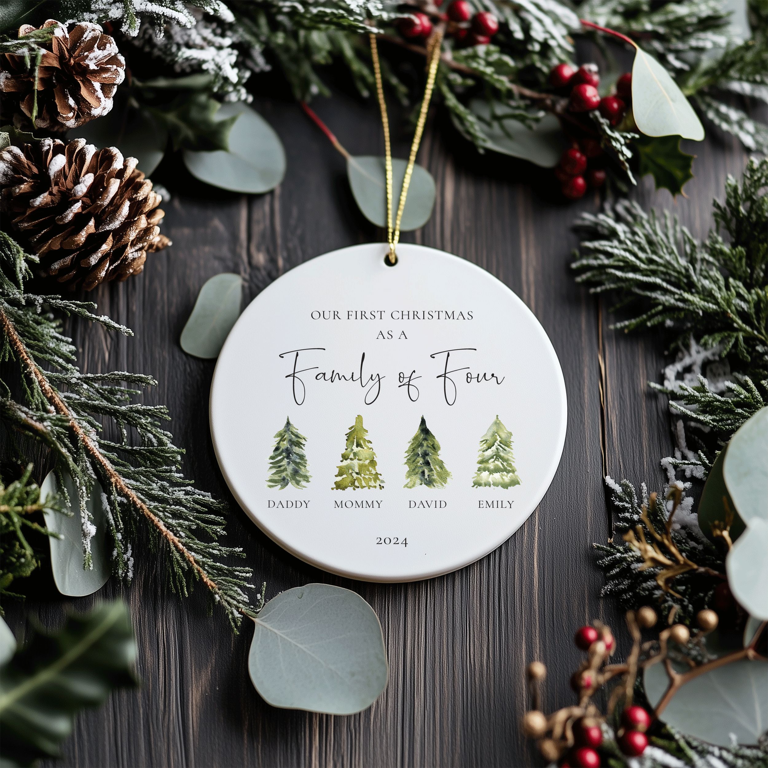MNX70F---Family-of-Four-Forest-Trees_0004_Group-5 Family of Four Christmas Gift, Family Christmas Ornament