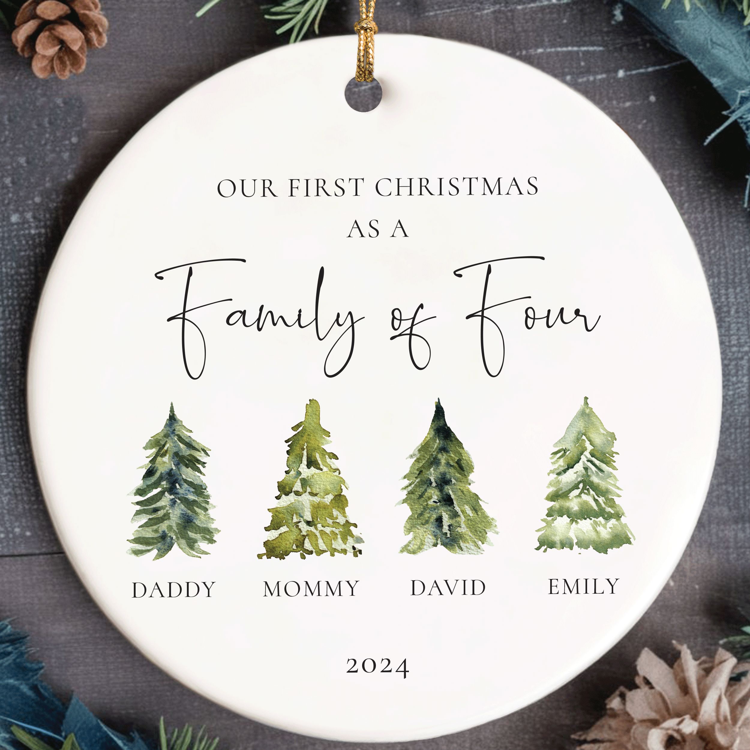 MNX70F---Family-of-Four-Forest-Trees_0006_Group-7 Family of Four Christmas Gift, Family Christmas Ornament