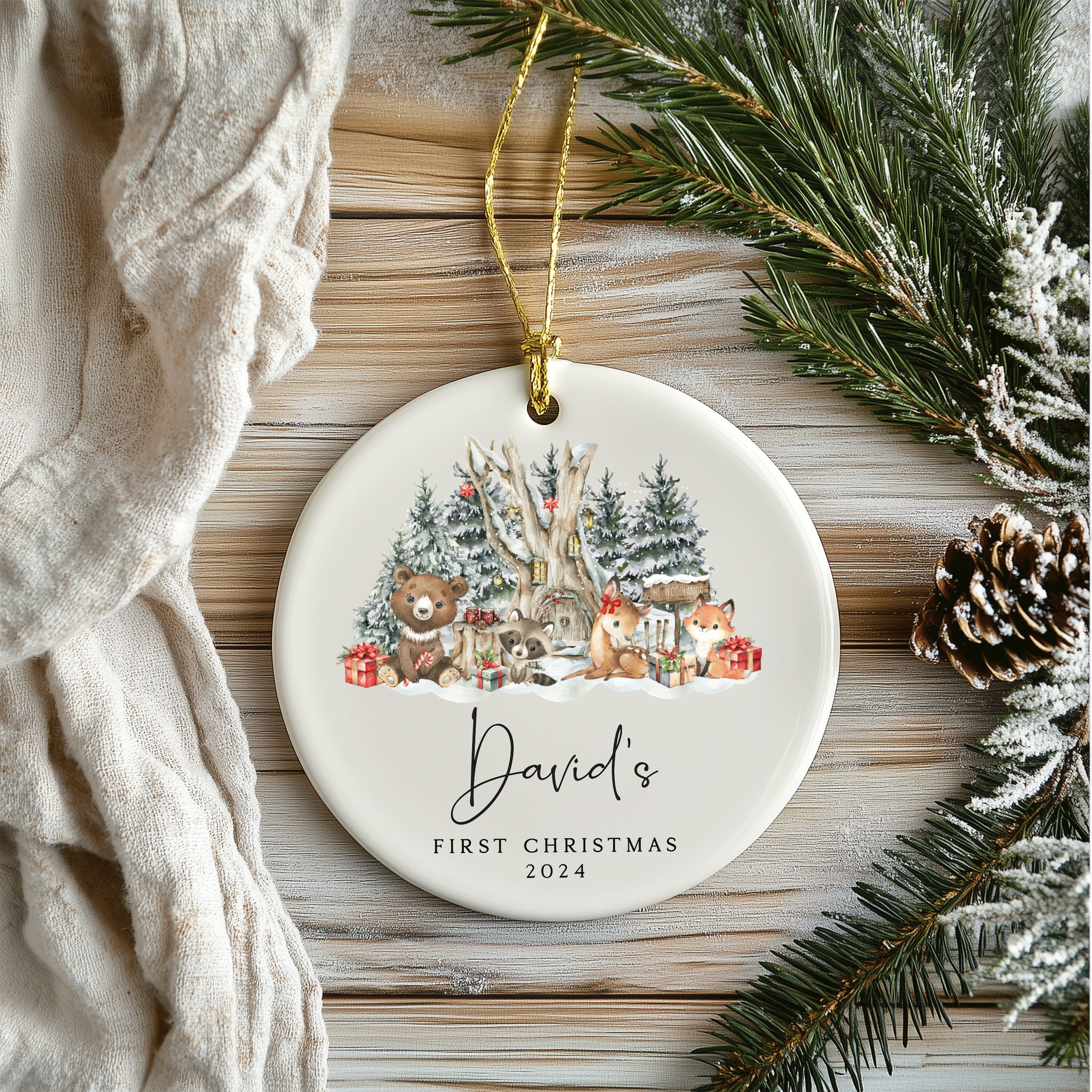 MNX71F---Name-and-Year-First-Christmas_0003_Group-4 Baby First Christmas Gift, Personalized Baby Christmas Ornament