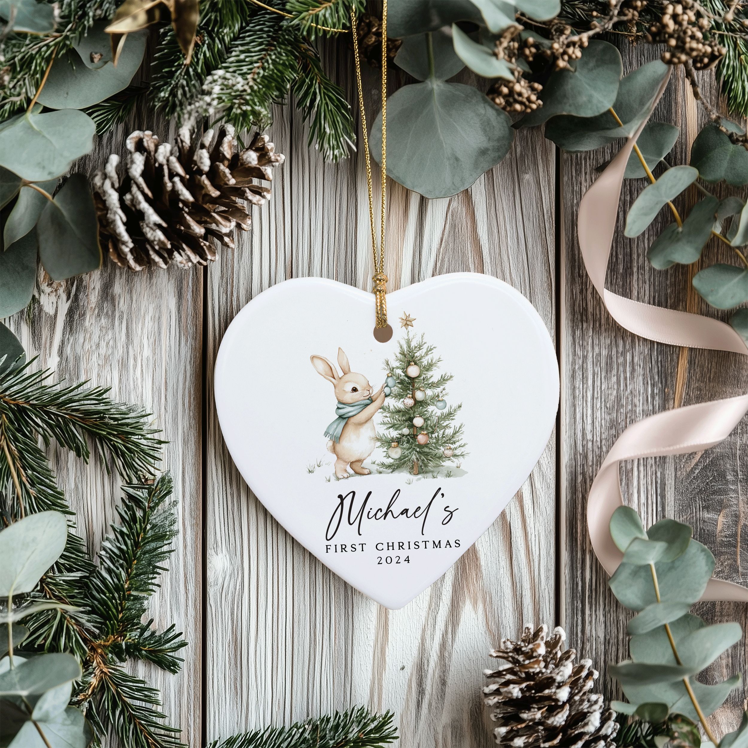 MNX75F---Name-and-Year-First-Christmas-Boy-Bunny_0000_Group-1 Baby Boy First Christmas Ornament, Personalized Baby Christmas Ornament