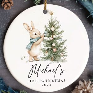 Baby Boy First Christmas Ornament, Personalized Baby Christmas Ornament