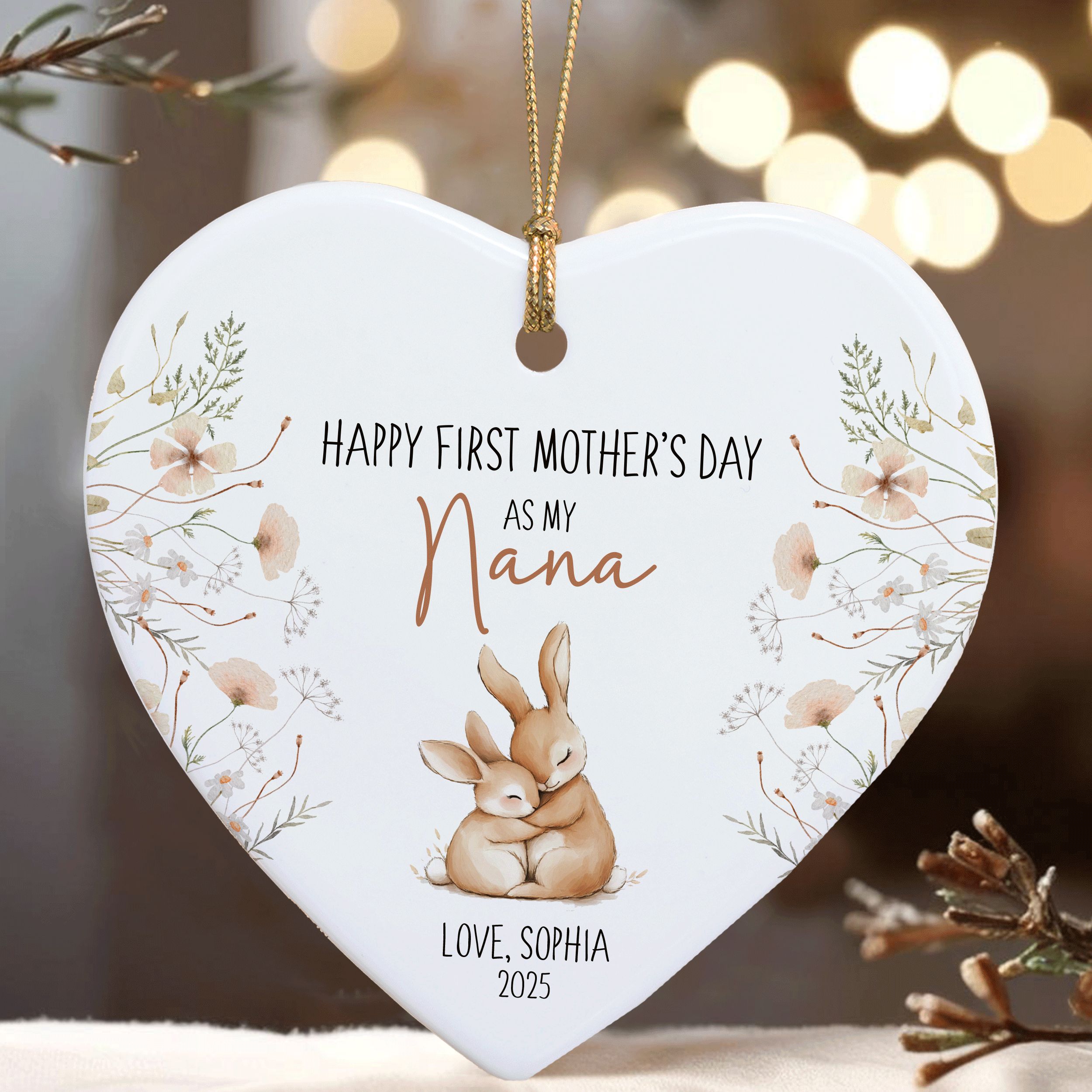 MNX79F - Nanna (3) First Mothers Day Ornament, 1st Mother's Day Gift for Mother
