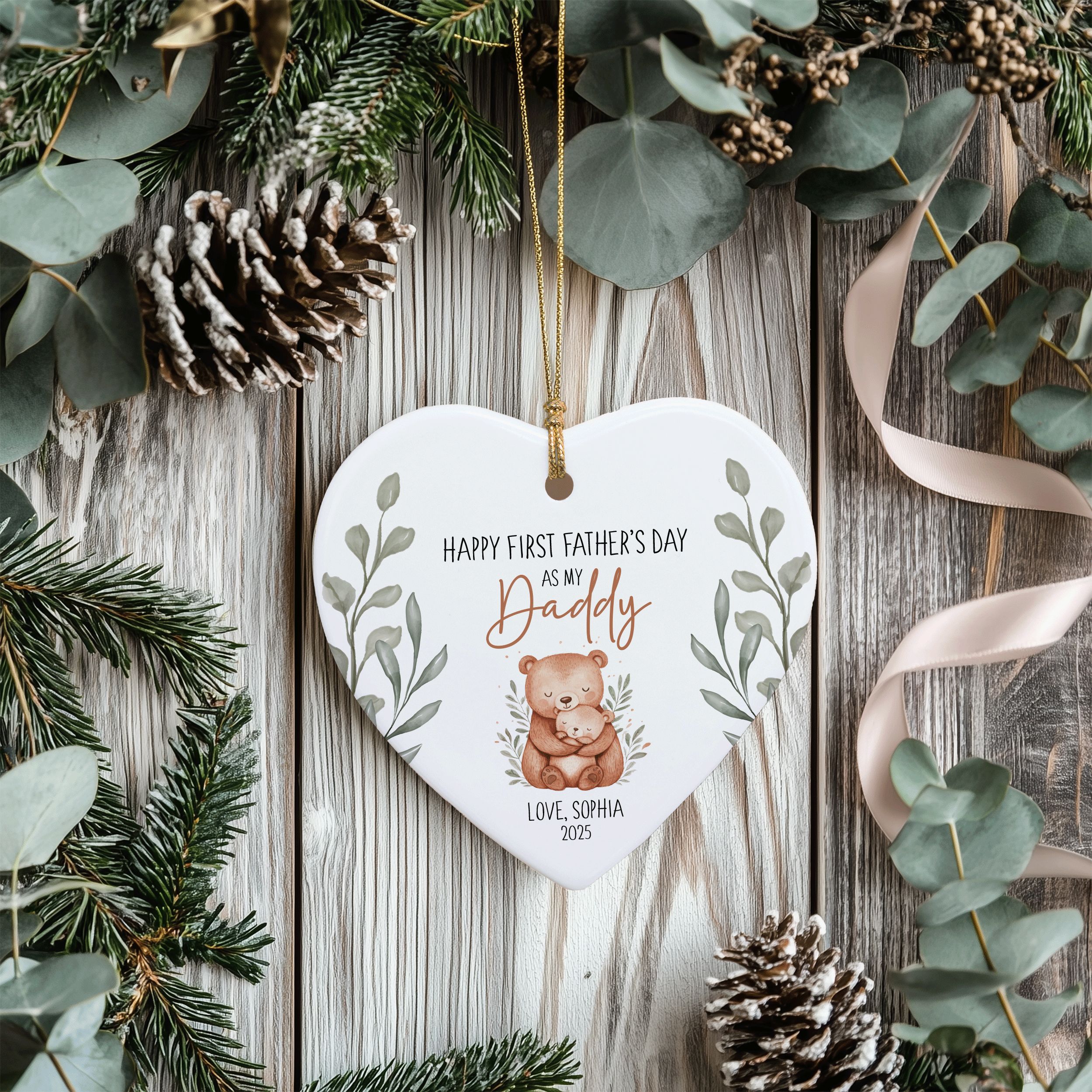 MNX80F - Daddy (1) First Father's Day Ornament, Father's Day Ceramic Gift