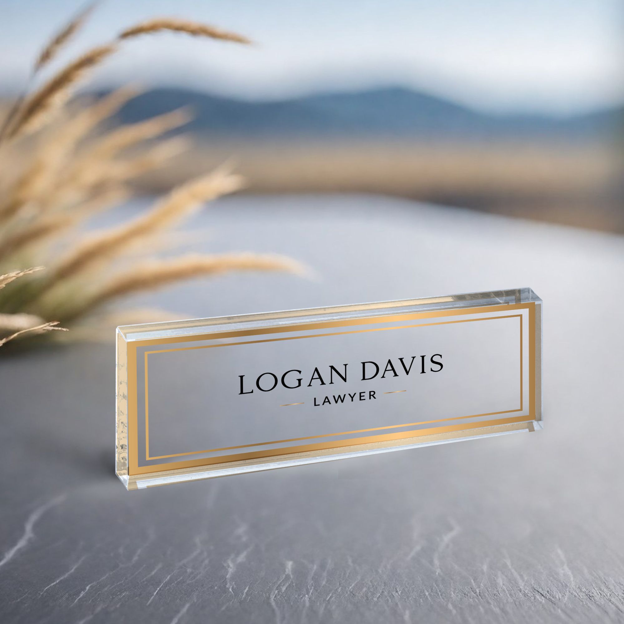 Male 2 Name Desk Plate, Personalized Name Sign Acrylic Plaque