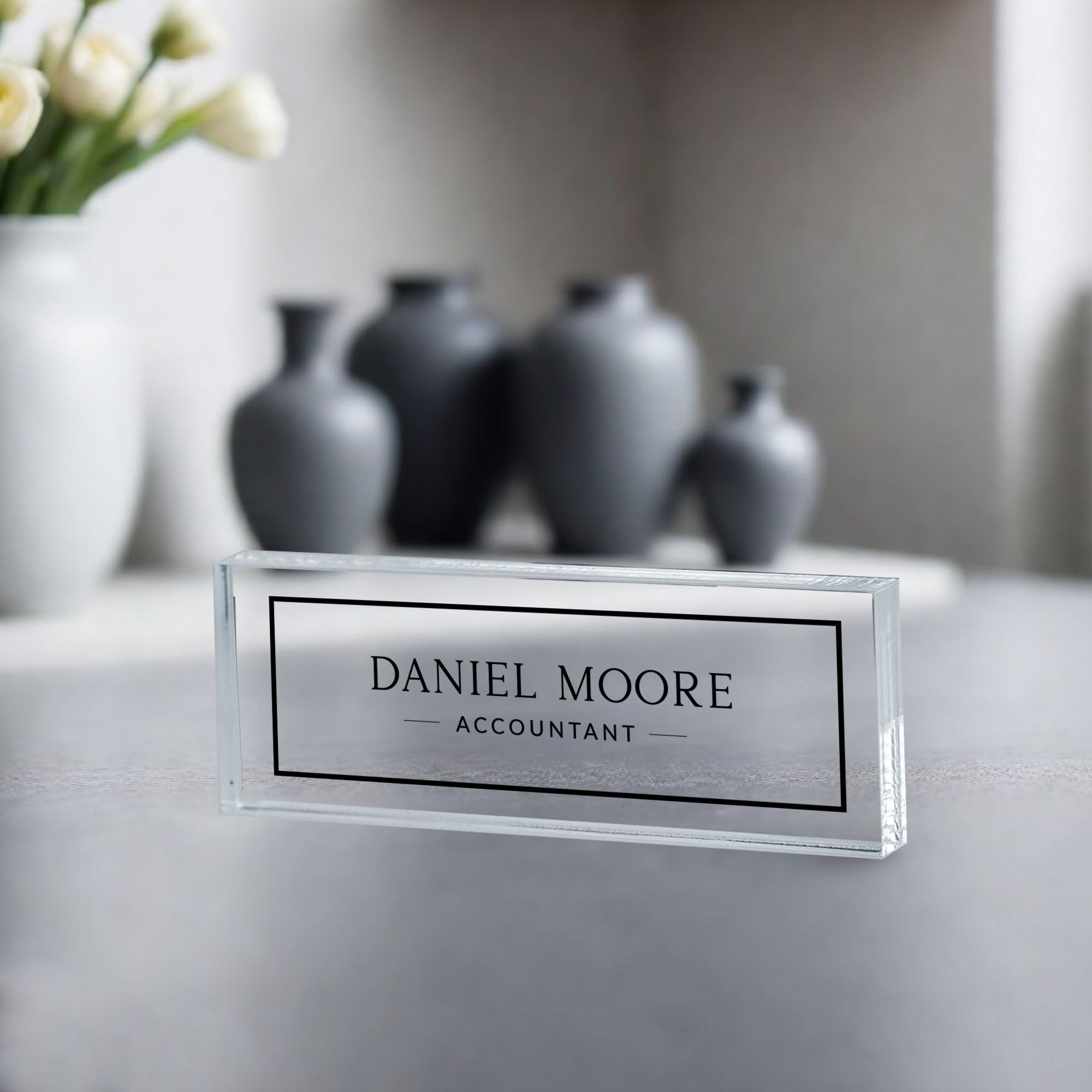 Male 4 Name Desk Plate, Personalized Name Sign Acrylic Plaque