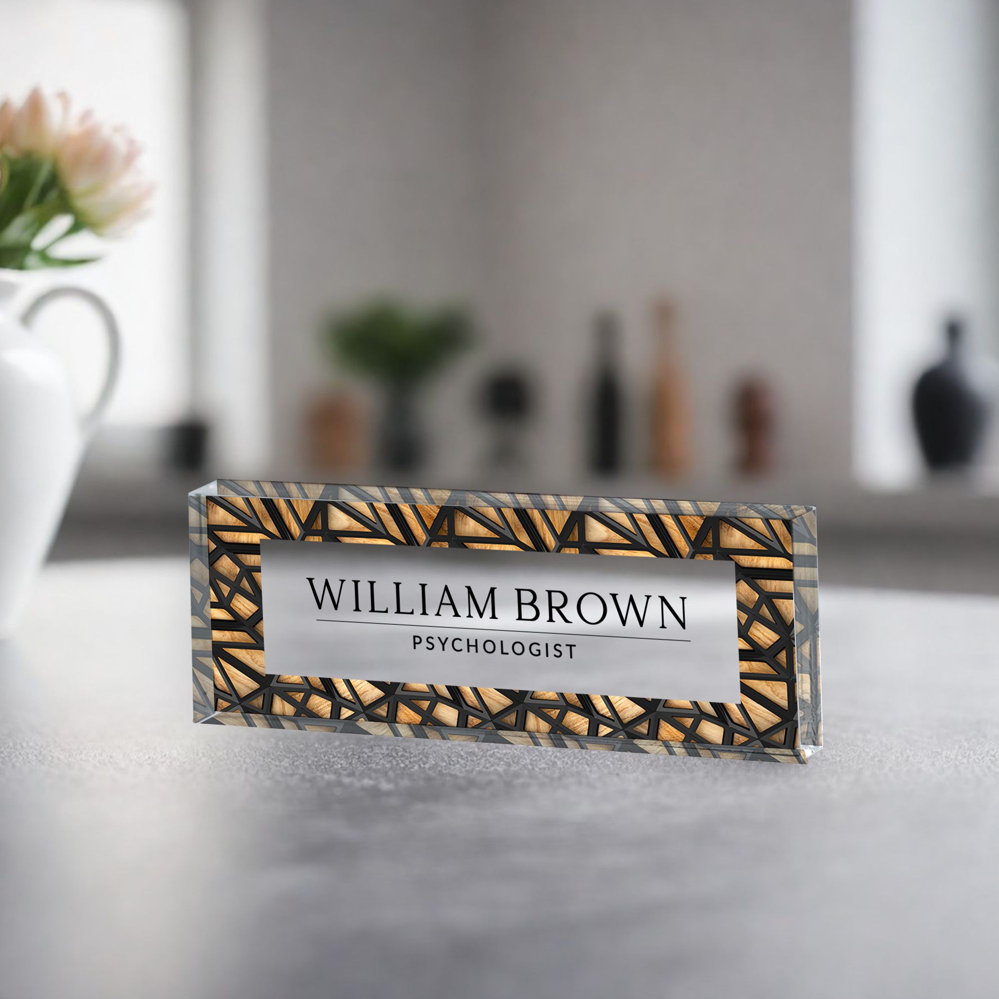Male 5 Name Desk Plate, Personalized Name Sign Acrylic Plaque