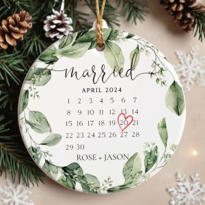 Calendar Married Ornament, Married Christmas Ornament