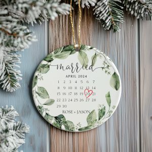 Calendar Married Ornament, Married Christmas Ornament
