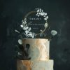 Unique Wedding Cake Topper, Eucalyptus and Gold Cake Topper