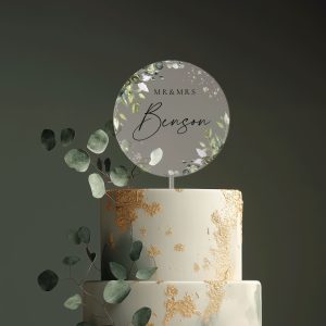 Eucalyptus Wedding Cake Topper, Acrylic Cake Topper for Wedding