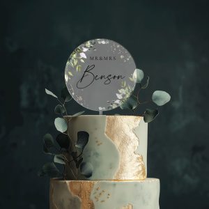 Eucalyptus Wedding Cake Topper, Acrylic Cake Topper for Wedding