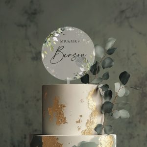 Eucalyptus Wedding Cake Topper, Acrylic Cake Topper for Wedding