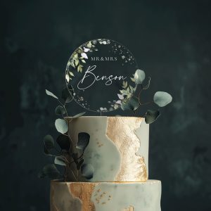 Eucalyptus Wedding Cake Topper, Acrylic Cake Topper for Wedding