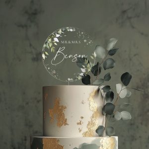 Eucalyptus Wedding Cake Topper, Acrylic Cake Topper for Wedding