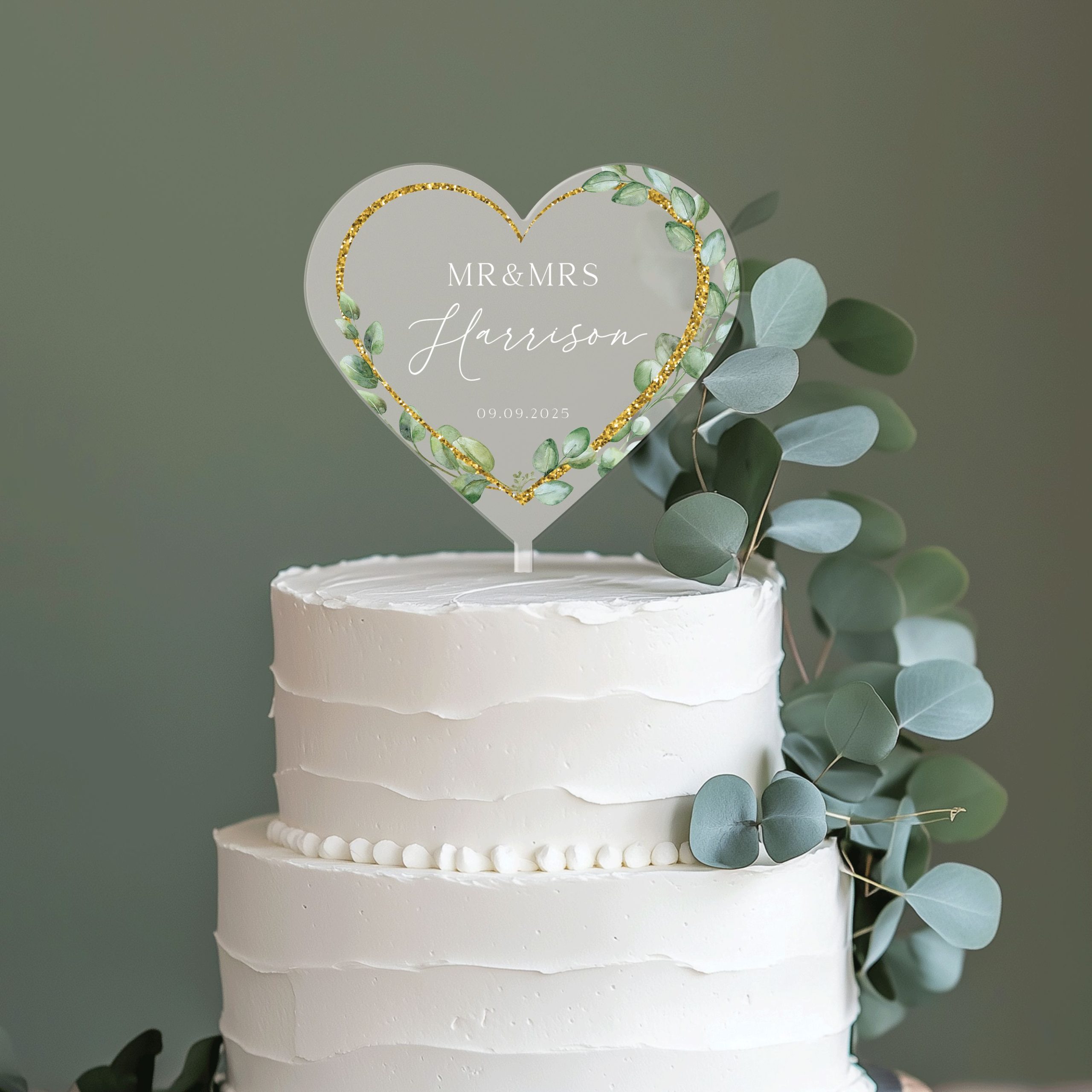 Mock-Up-1-Heart-2-FROSTED_0001_Group-2 Floral Heart Wedding Cake Topper, Eucalyptus Cake Topper