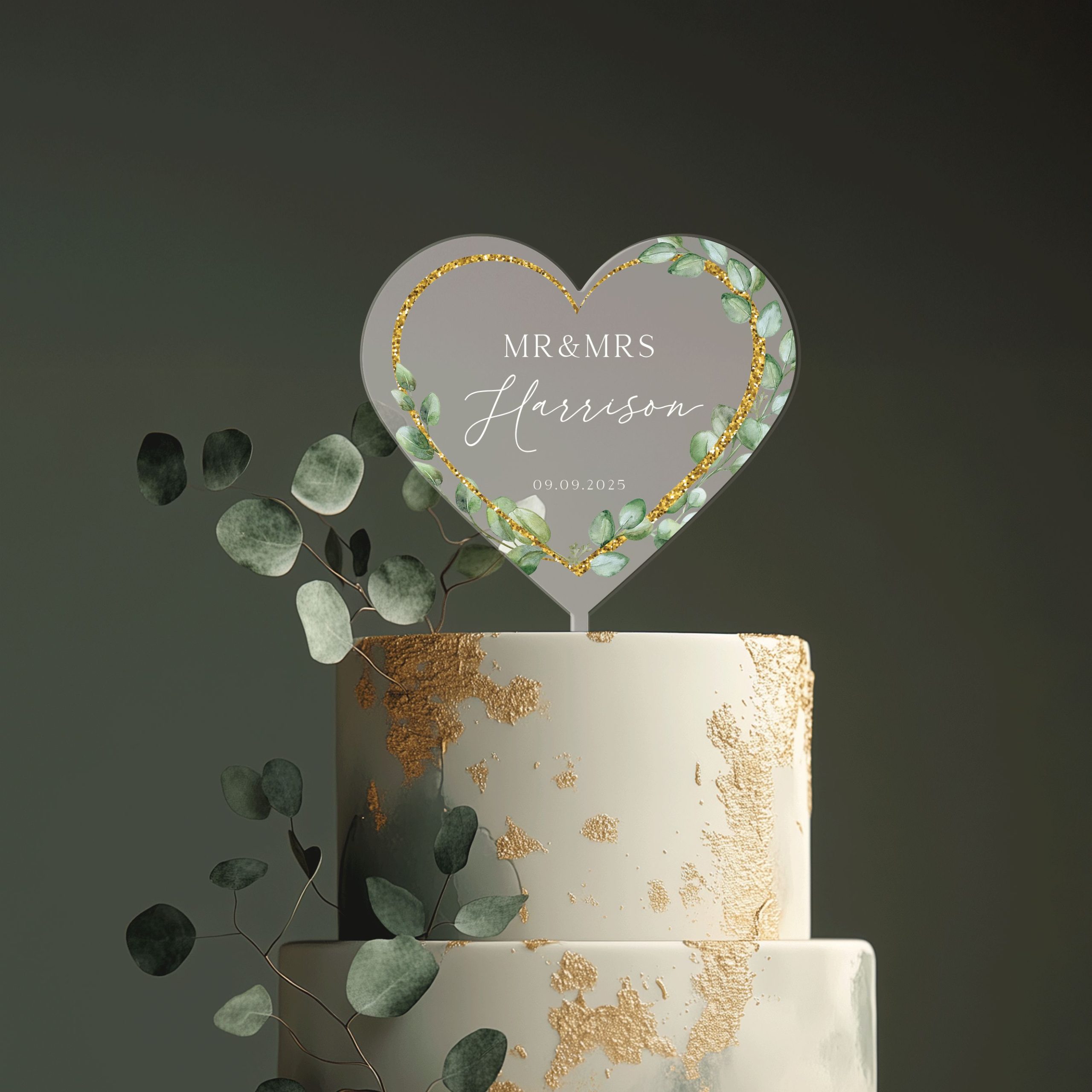 Mock-Up-1-Heart-2-FROSTED_0002_Group-6 Floral Heart Wedding Cake Topper, Eucalyptus Cake Topper