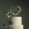 Floral Heart Wedding Cake Topper, Eucalyptus Cake Topper