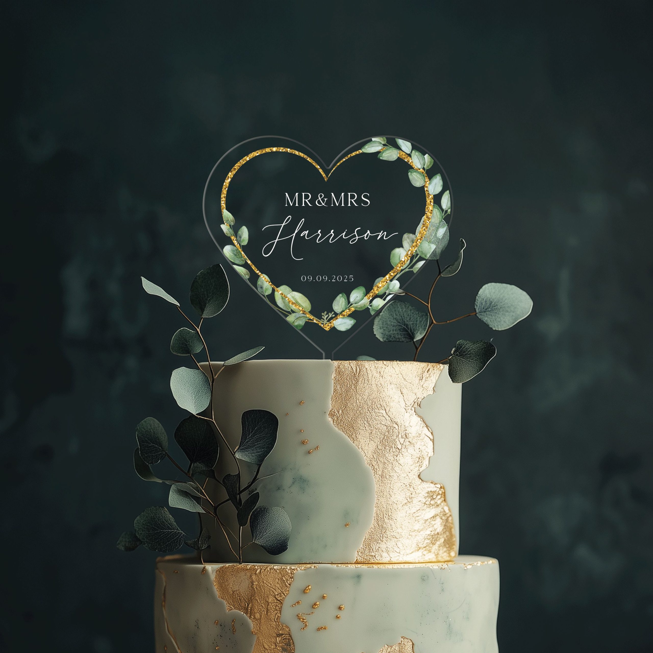 Mock-Up-1-Heart-2-TR_0003_Group-8 Floral Heart Wedding Cake Topper, Eucalyptus Cake Topper