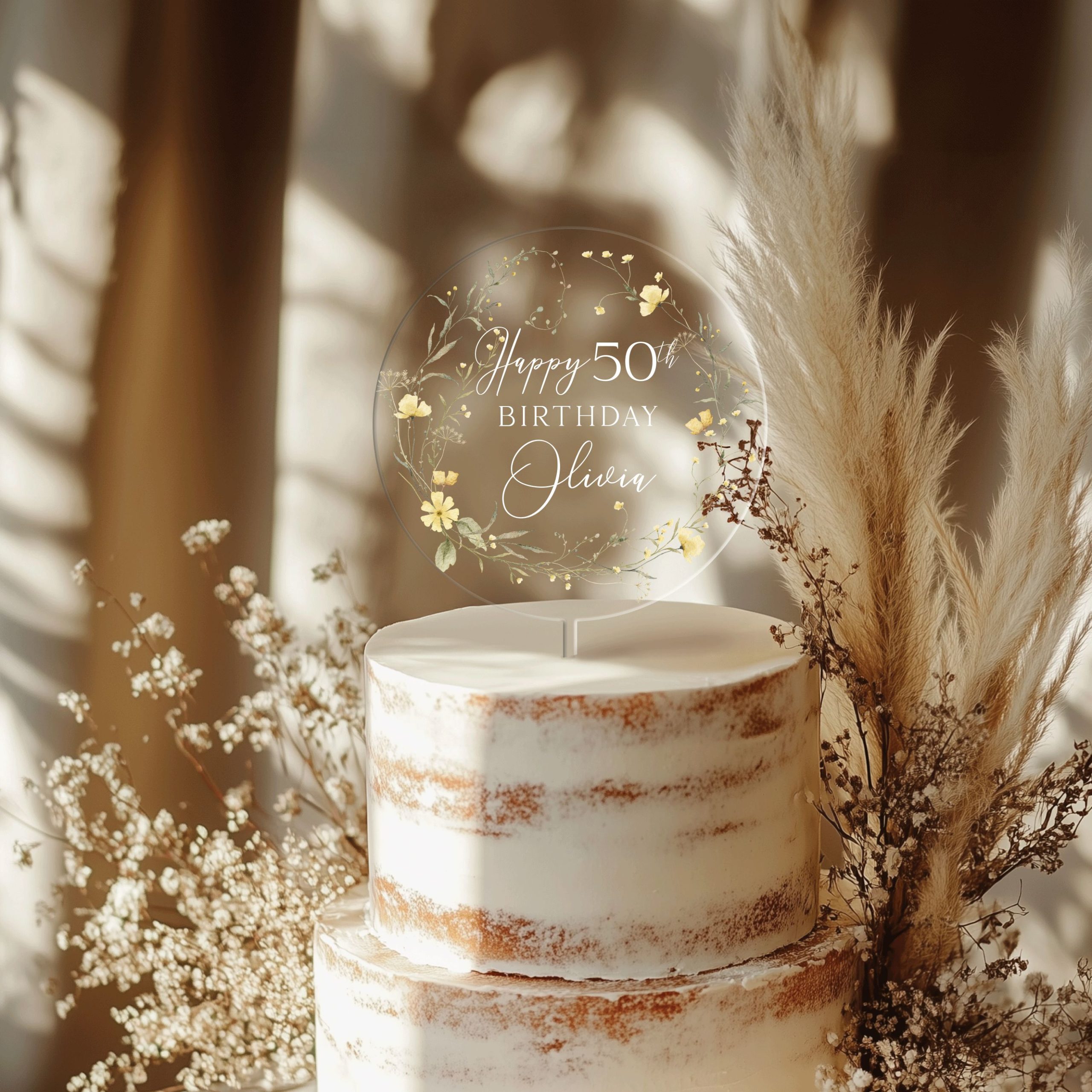 Mock-Up-Final-10-TR_0002_Group-5 Floral 50th Birthday Cake Topper, Happy Birthday Cake Topper