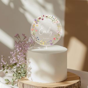 Girl 1st Birthday Cake Topper, Birthday Wildflower Cake Topper