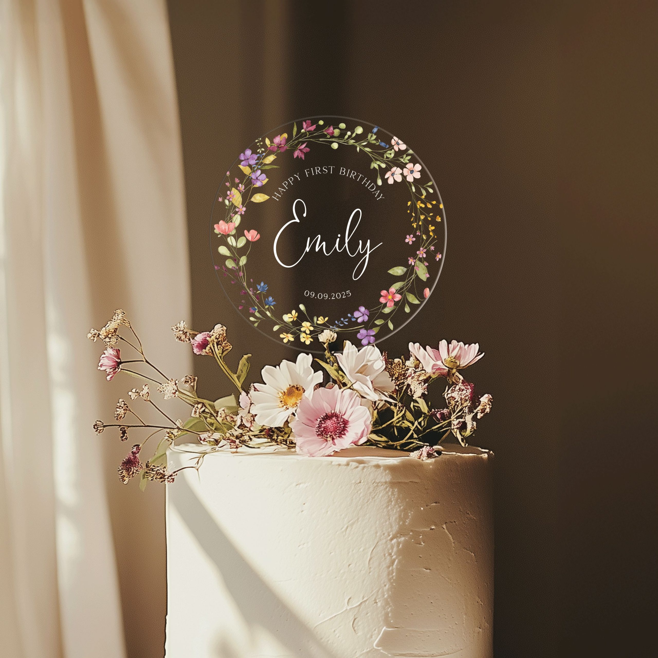 Mock-Up-Final-5-TR_0003_Group-9 Girl 1st Birthday Cake Topper, Birthday Wildflower Cake Topper